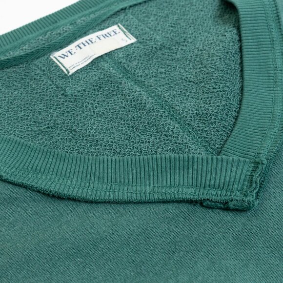 We The Free Venice V-Neck Sweatshirt Pine Green Oversized Slouchy - Picture 7 of 13